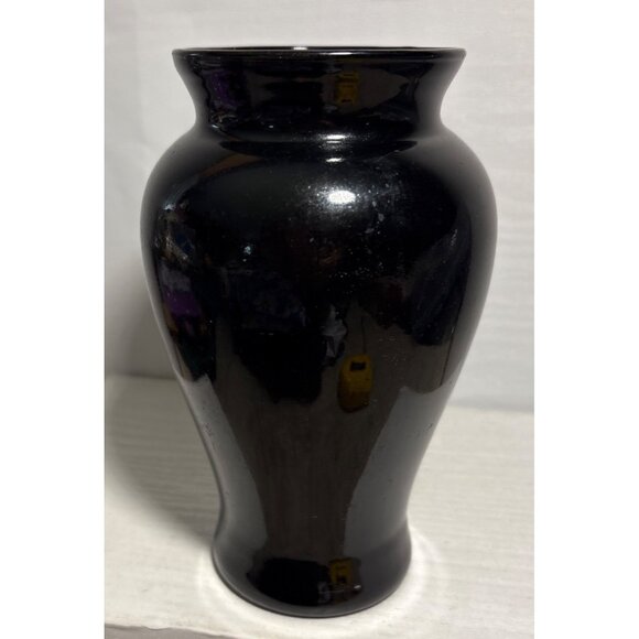 Vintage 1955 Christ Church Sarnia Black Glass Vase 7" Tall - Picture 3 of 9
